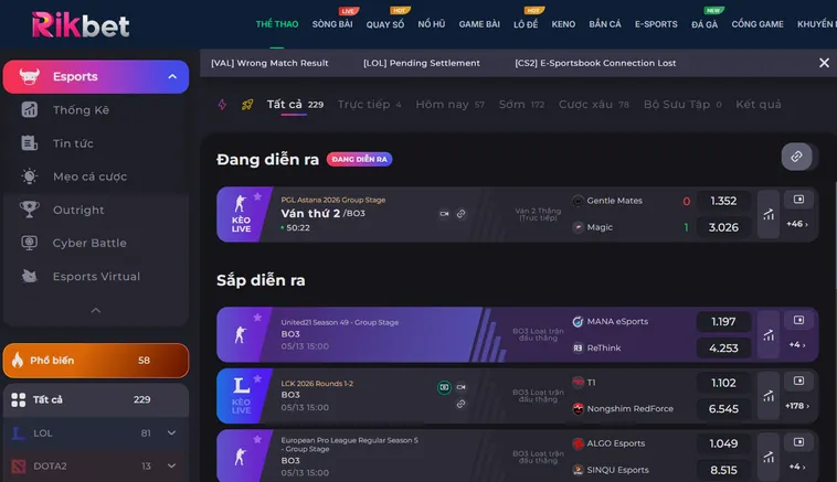 Thể Thao Ảo Tại RikBet Sảnh Cược Giải Trí Thần Tốc Với Tỷ Lệ Thắng Cao
